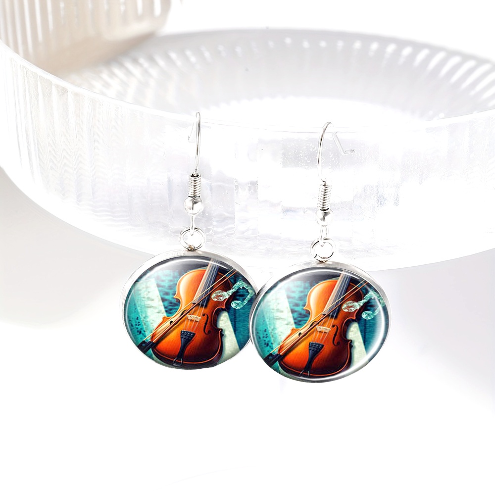 4pc Classical Music Art Motif Necklace, Bracelet & Earrings Set